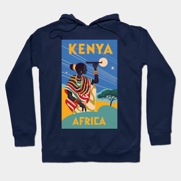 A Vintage Travel Art of Kenya - Africa Hoodie by goodoldvintage